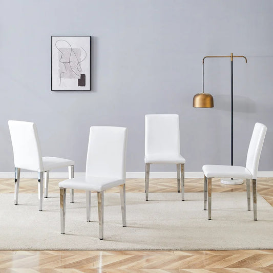 Kitchen Dining Chairs Set of 4 Upholstered Armless Side Chairs Modern PU Leather Lounge Chair with Backrest for Dining Room