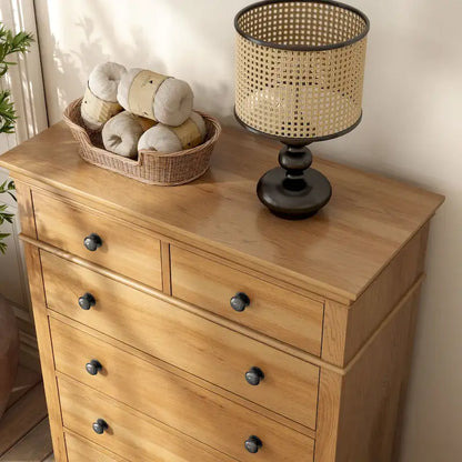 Furniture of America Wellington Farmhouse Natural Oak Wood 5-Drawer Chest