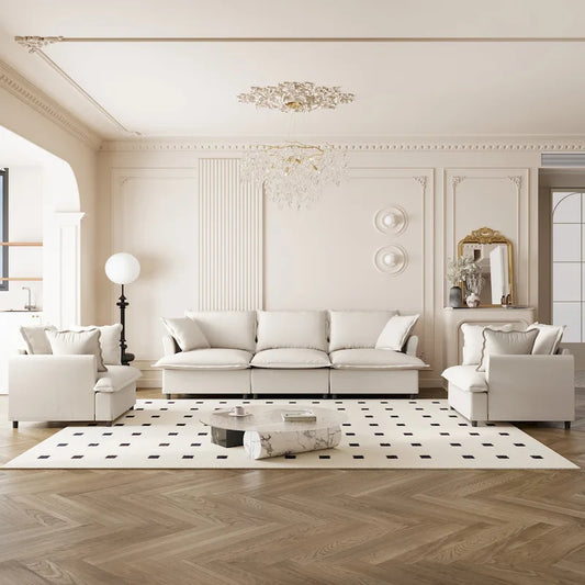 Modular Chenille Sectional Couch, Upholstered Sofa & 2 Armchairs