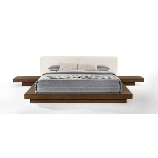 Modrest Tokyo Contemporary Walnut and White Platform Bed