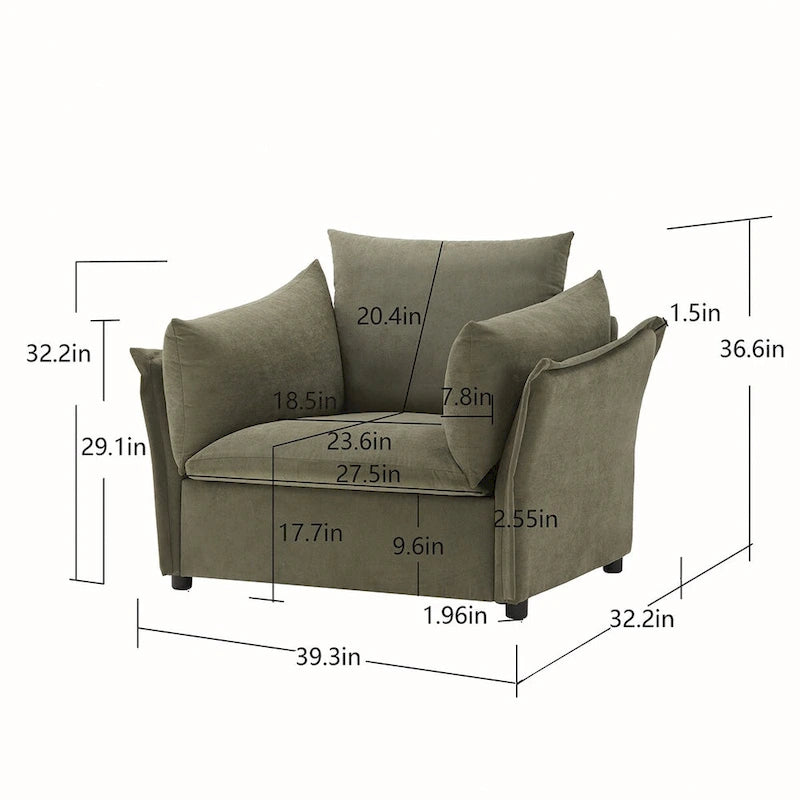 Oversized Chenille Lounge Armchair