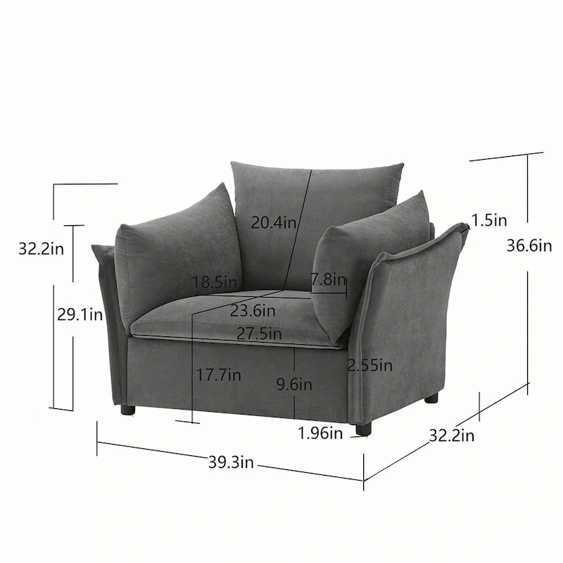 Oversized Chenille Lounge Armchair