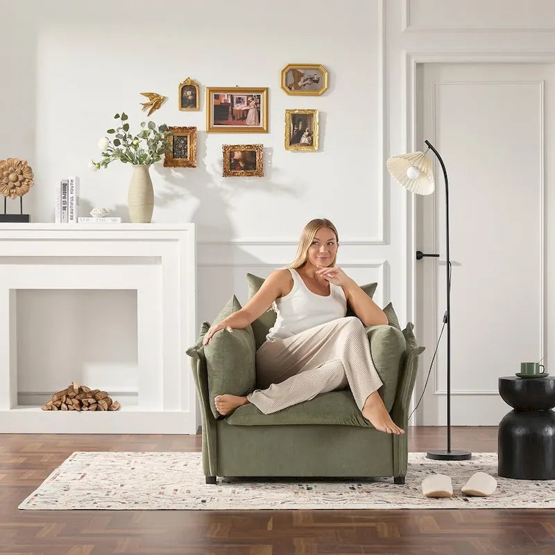 Oversized Chenille Lounge Armchair