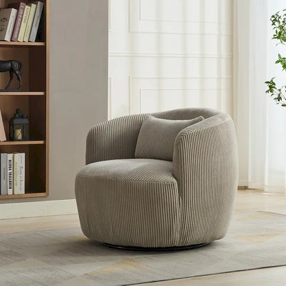 Corduroy Swivel Barrel Chair