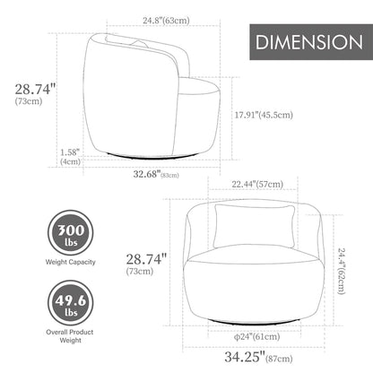 Corduroy Swivel Barrel Chair