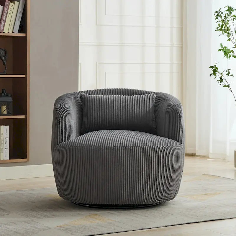 Corduroy Swivel Barrel Chair