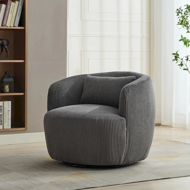 Corduroy Swivel Barrel Chair