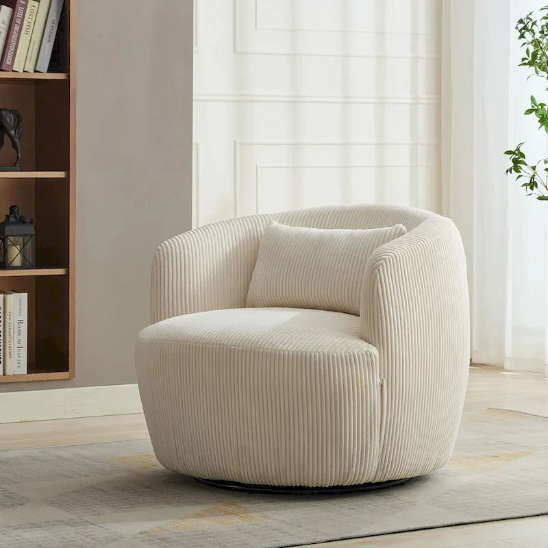 Corduroy Swivel Barrel Chair