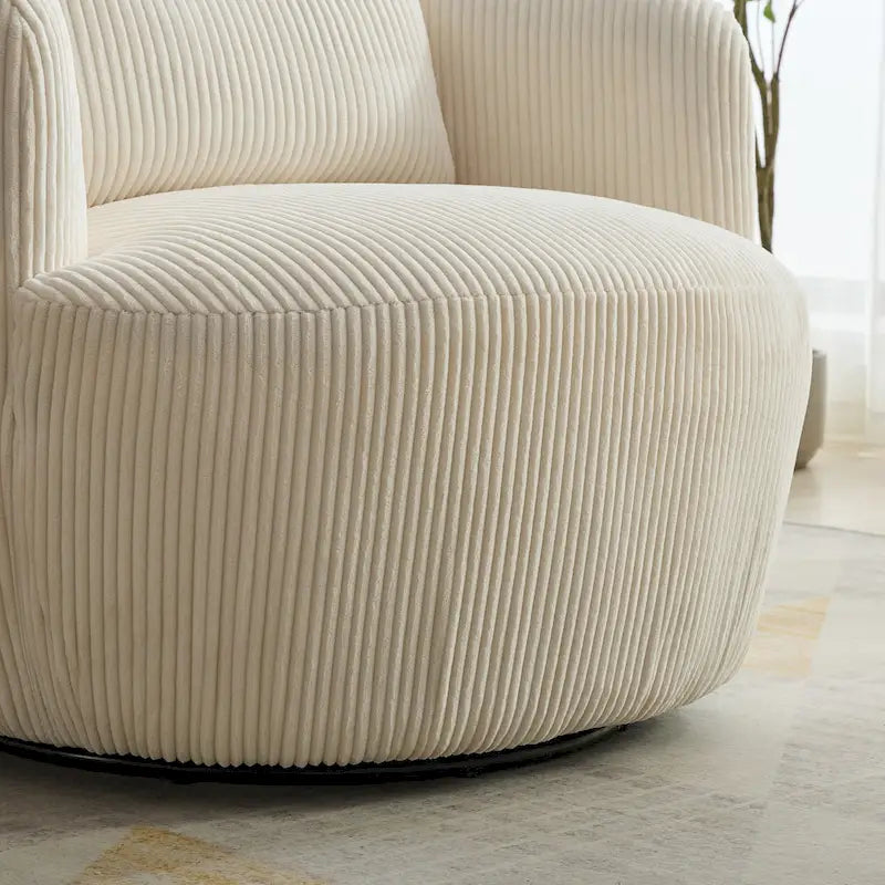 Corduroy Swivel Barrel Chair
