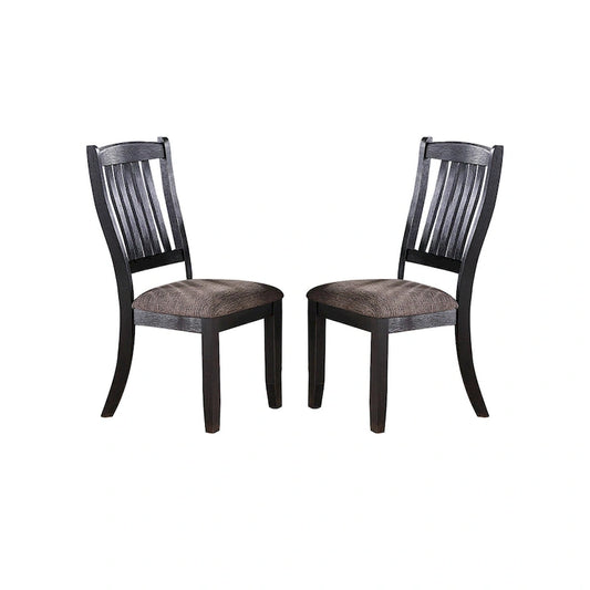 Dark Coffee Fabric Upholstered Side Chairs, Black(Set of 2)