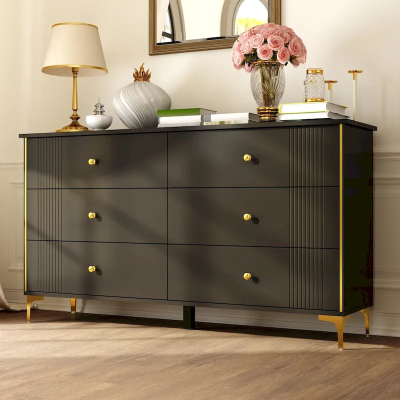 6 Drawer Dresser Modern White Dresser Chest Wood Storage Chest