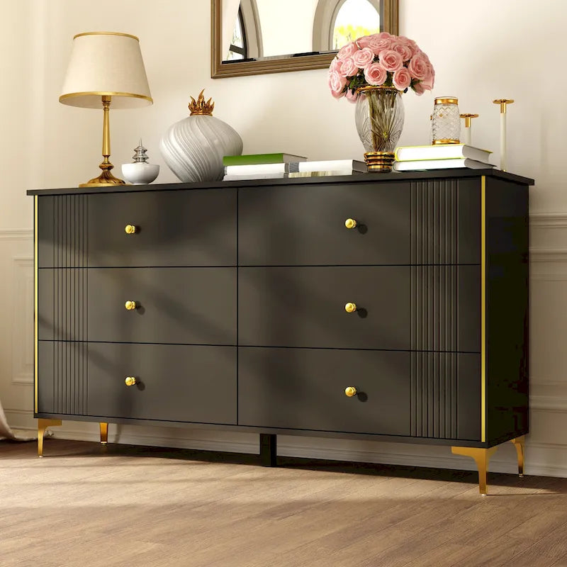 6 Drawer Dresser Modern White Dresser Chest Wood Storage Chest