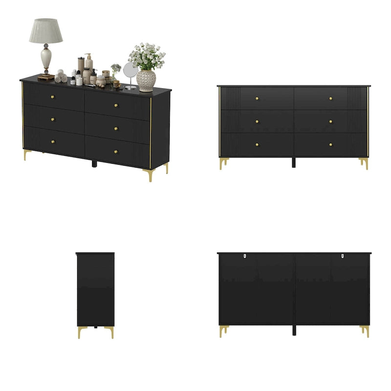 6 Drawer Dresser Modern White Dresser Chest Wood Storage Chest