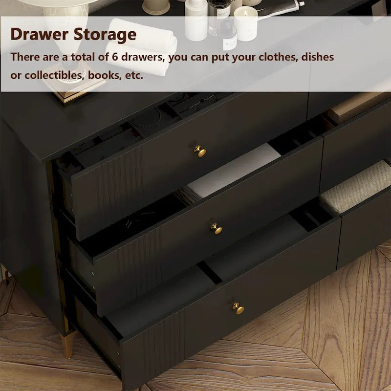 6 Drawer Dresser Modern White Dresser Chest Wood Storage Chest