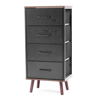 Black Manufactured Wood 4-Drawer Accent Chest with Brown Accents