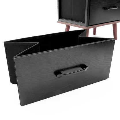 Black Manufactured Wood 4-Drawer Accent Chest with Brown Accents