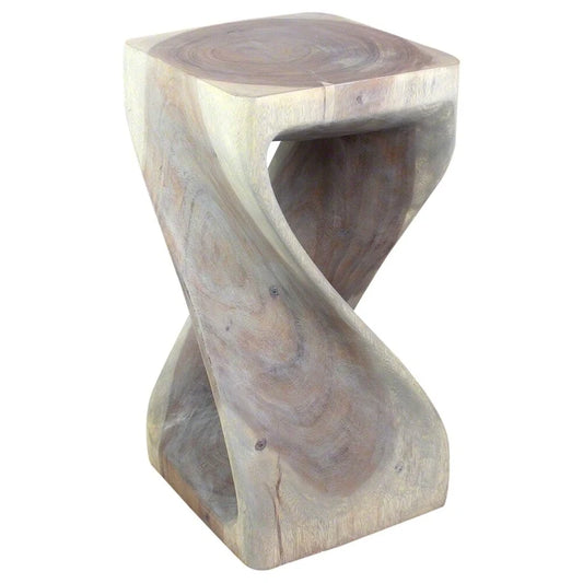 Haussmann Original Wood Twist Stool 12 X 12 X 23 In High Grey Oil - 12 x 12 x 23