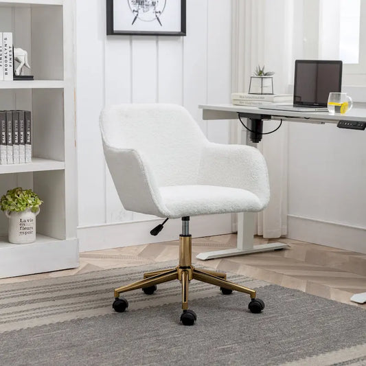 Modern Home Office Chair with Gold Metal Legs and Universal Wheels