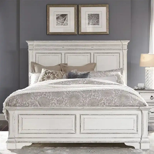The Gray Barn Abbey Park Weathered Brown & Antique White Queen Panel Bed