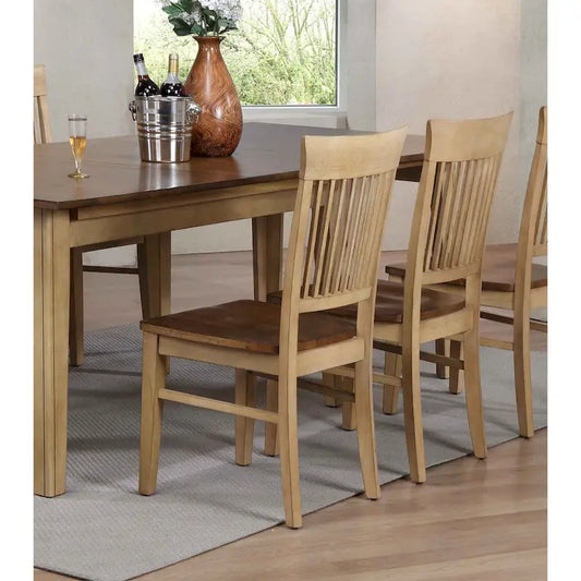 Brook Distressed Two Tone Light Creamy Wheat with Warm Pecan Brown Side Chair (Set of 2) - 22L x 18W x 38H