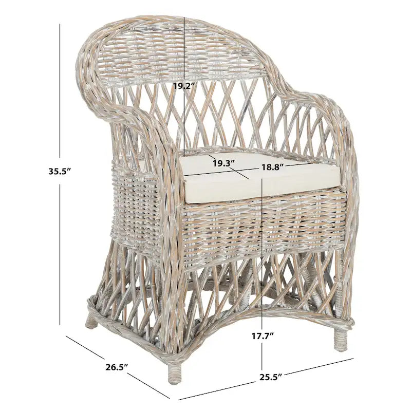 SAFAVIEH Spyrini Natural Rattan Club Chair - 25.5 x 26.5 x 35.5 - 26Wx27Dx36H