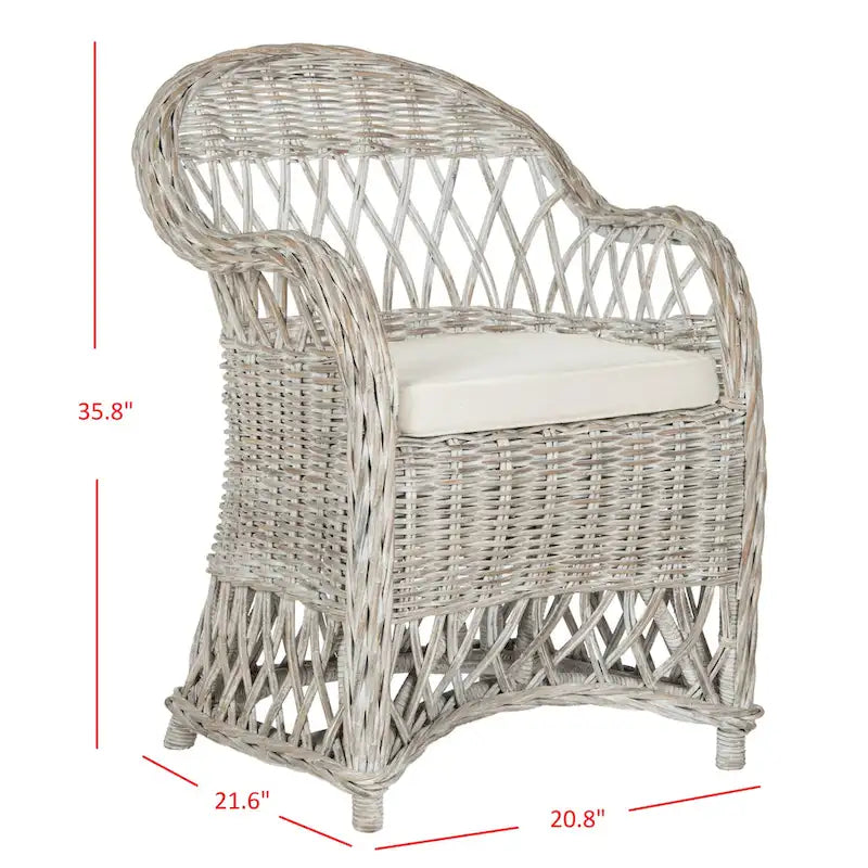 SAFAVIEH Spyrini Natural Rattan Club Chair - 25.5 x 26.5 x 35.5 - 26Wx27Dx36H
