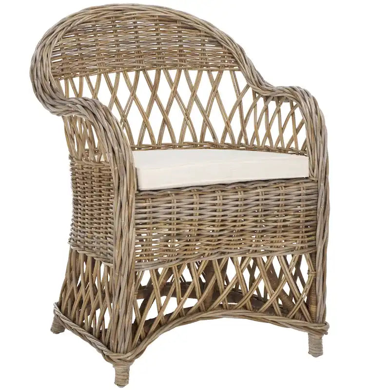 SAFAVIEH Spyrini Natural Rattan Club Chair - 25.5 x 26.5 x 35.5 - 26Wx27Dx36H