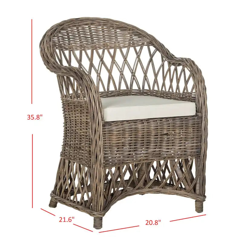 SAFAVIEH Spyrini Natural Rattan Club Chair - 25.5 x 26.5 x 35.5 - 26Wx27Dx36H
