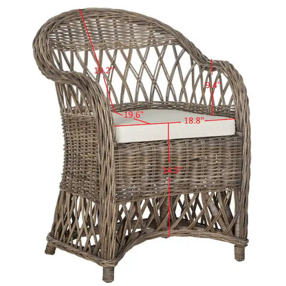 SAFAVIEH Spyrini Natural Rattan Club Chair - 25.5 x 26.5 x 35.5 - 26Wx27Dx36H