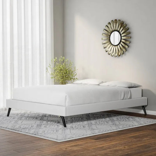 Carson Carrington Storfors White Wood Queen-size Platform Bed with Round Splayed Legs