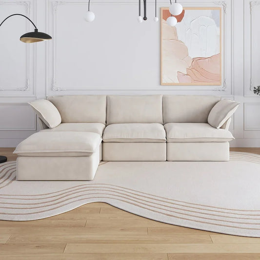 Large 4 - Piece L-shaped Sectional Sofa Modern Linen Upholstered Couches