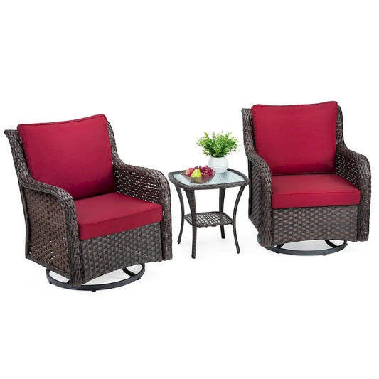 3 Pieces Rocking Wicker Bistro Set