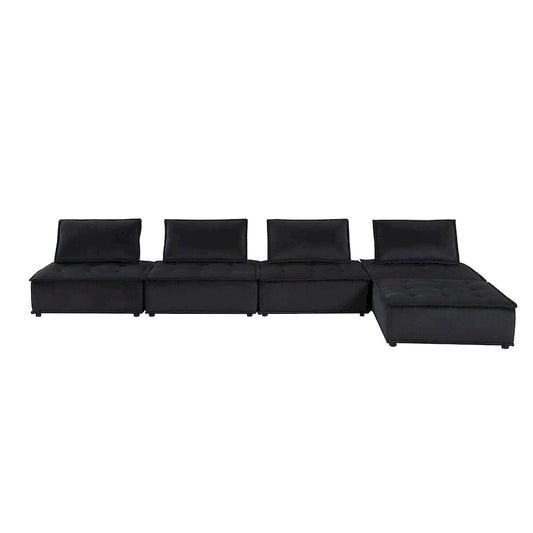 5 Piece Velvet Modular Sectional Sofa with Ottoman