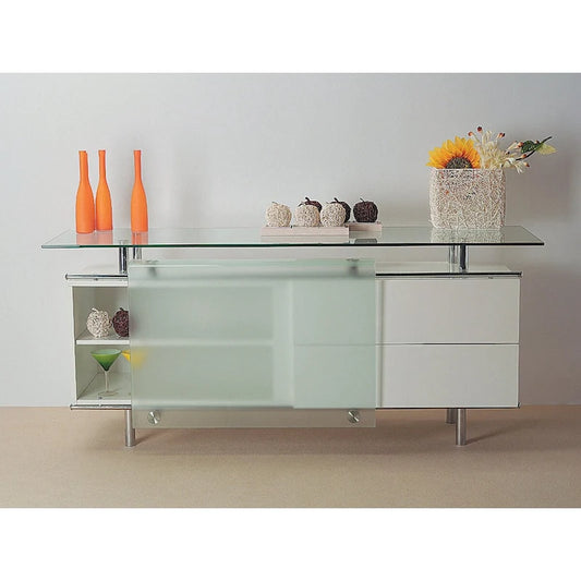 Lacquer buffet with frosted sliding glass door, 71x21x31H